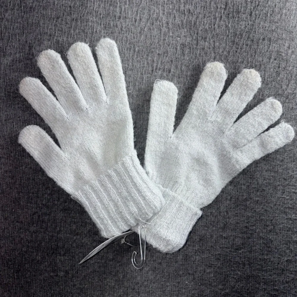 Style & Co Womens Knit Gloves Light Grey Ribbed Cuff One Size SC2542039 NEW